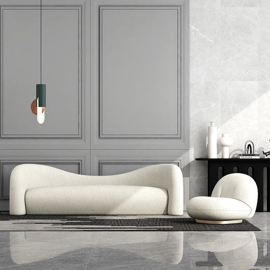 Lamb wool fabric sofa by FLIPSTYLEZLLC featuring a cozy, plush living room couch with soft upholstery and modern design.