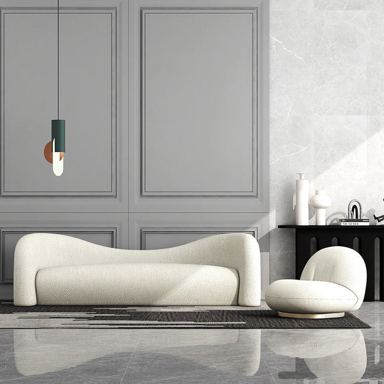 Lamb wool fabric sofa by FLIPSTYLEZLLC featuring a cozy, plush living room couch with soft upholstery and modern design.
