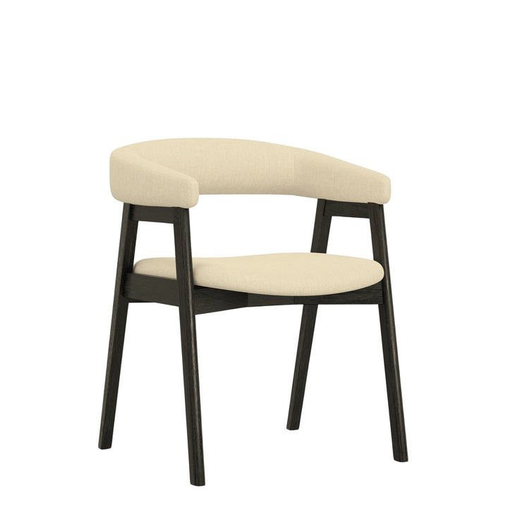 Alpine Furniture Cove curved back side chair with wooden frame and cushioned seat, modern design for dining or seating areas.
