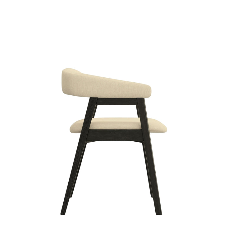 Alpine Furniture Cove curved back side chair with wooden legs and upholstered seat, showcasing stylish and comfortable seating.
