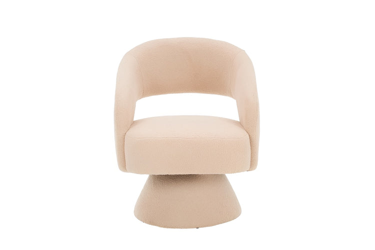 Wingback Swivel Chair – Cream Teddy Faux Fur