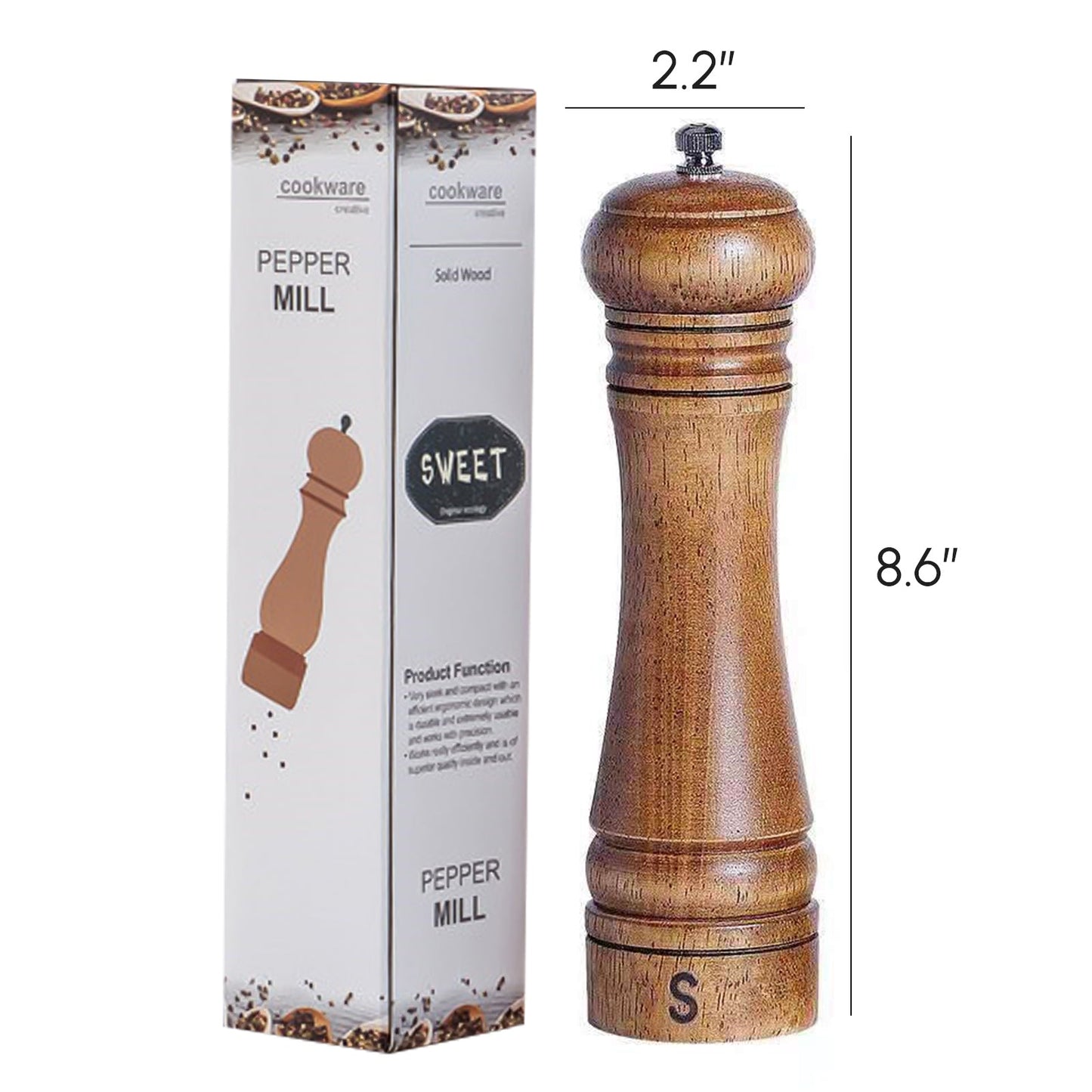 Premium Wooden Salt & Pepper Grinder – Adjustable Coarseness & Elegant Design