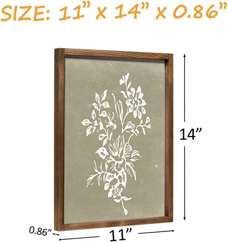 Set of four framed botanical prints with green and beige tones