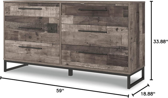 6-Drawer Rustic Butcher Block Dresser – Modern Bedroom Storage - Modern Home & Kitchen