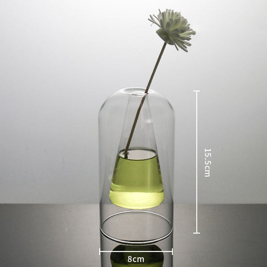 Modern glass vase by FLIPSTYLEZLLC, double container design for home decor, wedding decoration, or hydroponic flower display.