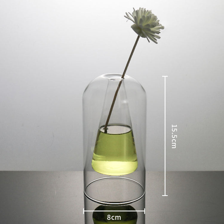 Modern glass vase by FLIPSTYLEZLLC, double container design for home decor, wedding decoration, or hydroponic flower display.