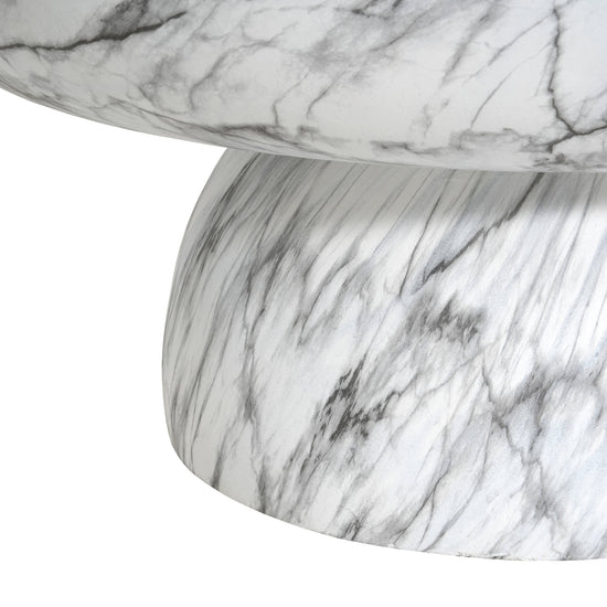HouseOfZazla MGO Faux Marble Coffee Table, 27.5-inch round handcrafted indoor and outdoor table with stylish faux marble finish.