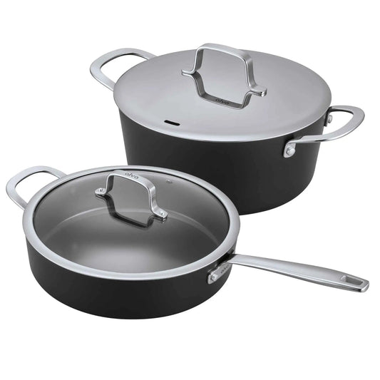 Alva Cookware 4-piece cookware set with pots and pans, durable stainless steel construction, and ergonomic handles for versatile cooking.