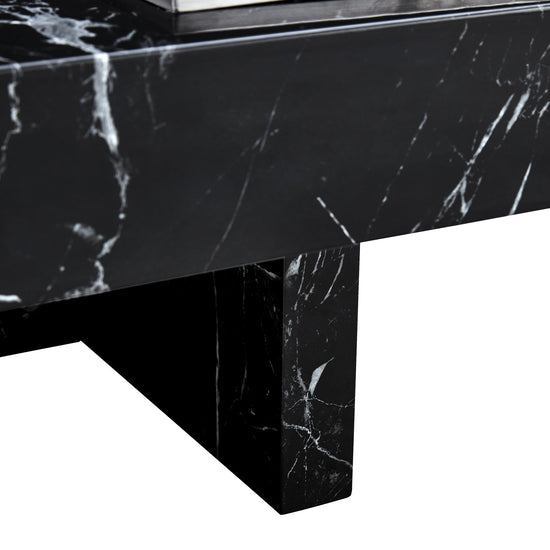 Modern black MDF round coffee table with minimalist design and 31.4-inch diameter, featuring a sleek, contemporary style.