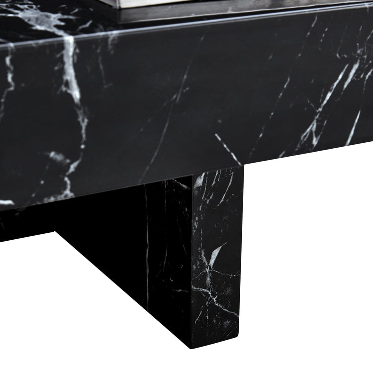 Modern black MDF round coffee table with minimalist design and 31.4-inch diameter, featuring a sleek, contemporary style.