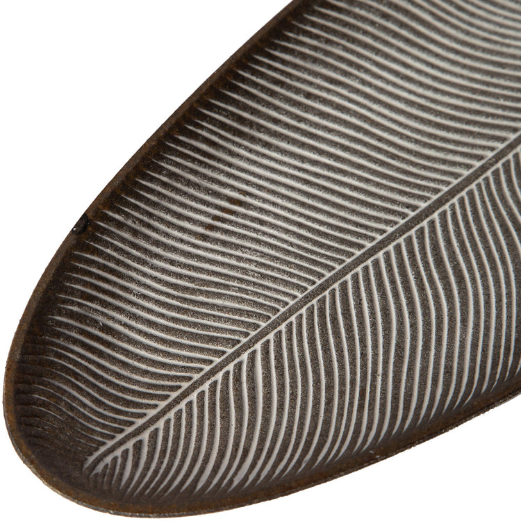 Brown leaf design wood tray by Porto Boutique, decorative MDF tray for home decor and event serving, featuring elegant leaf patterns.