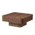 Walnut drum coffee table with modern round pedestal design, 31.5 inches tall, by HouseOfZazla, featuring a sleek, contemporary style.