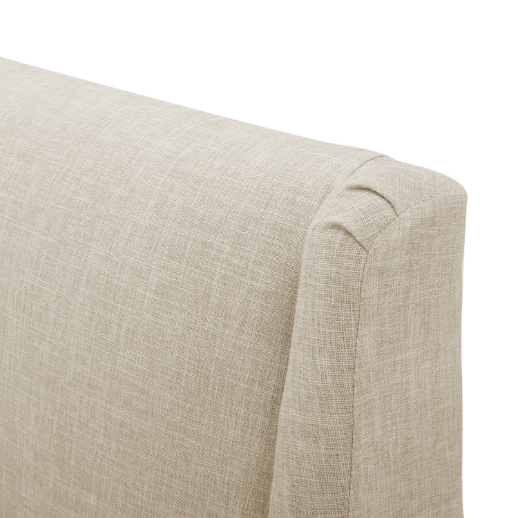 Beige mid-century modern accent chair with padded cushion seat, suitable for home or office, by V.I.P Digital Presence.
