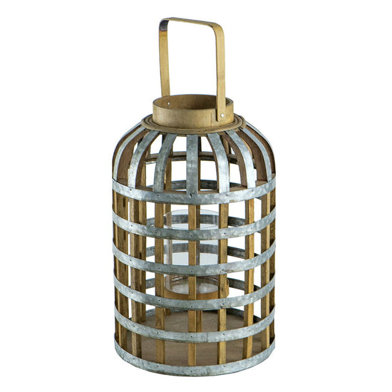 Decorative wooden lantern with handle by HouseOfZazla, suitable for indoor, outdoor, garden, or wedding décor, featuring a rustic design.