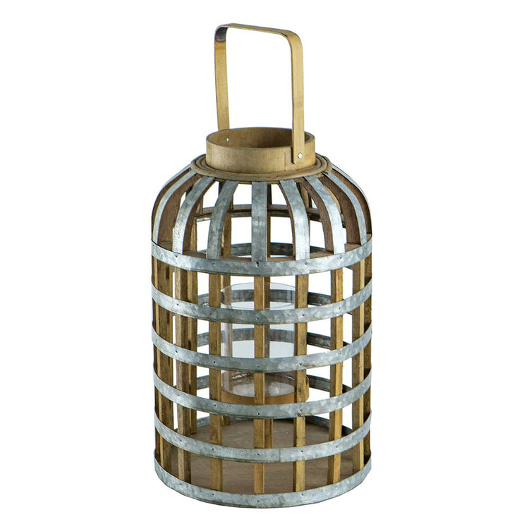 Decorative wooden lantern with handle by HouseOfZazla, suitable for indoor, outdoor, garden, or wedding décor, featuring a rustic design.