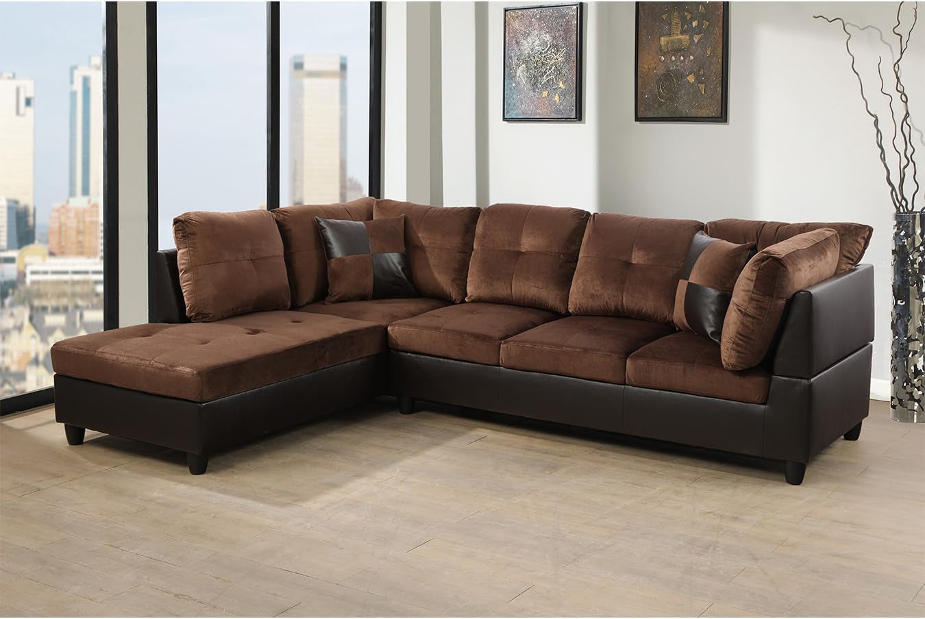 2-Piece L-Shape Microfiber Sofa Set