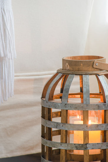 Wooden decorative lantern with handle, suitable for indoor or outdoor use in home, garden, or wedding settings by HouseOfZazla.