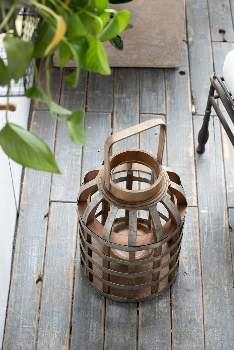 Decorative wooden lantern with handle by HouseOfZazla, suitable for indoor, outdoor, garden, or wedding decor.