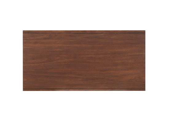 Retro walnut coffee table by VYSN with mid-century design, featuring storage drawers and a sleek, stylish home accent.