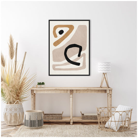 Sylvie neutral abstract framed canvas wall art by kateandlaurel featuring minimalist design and modern decor style.