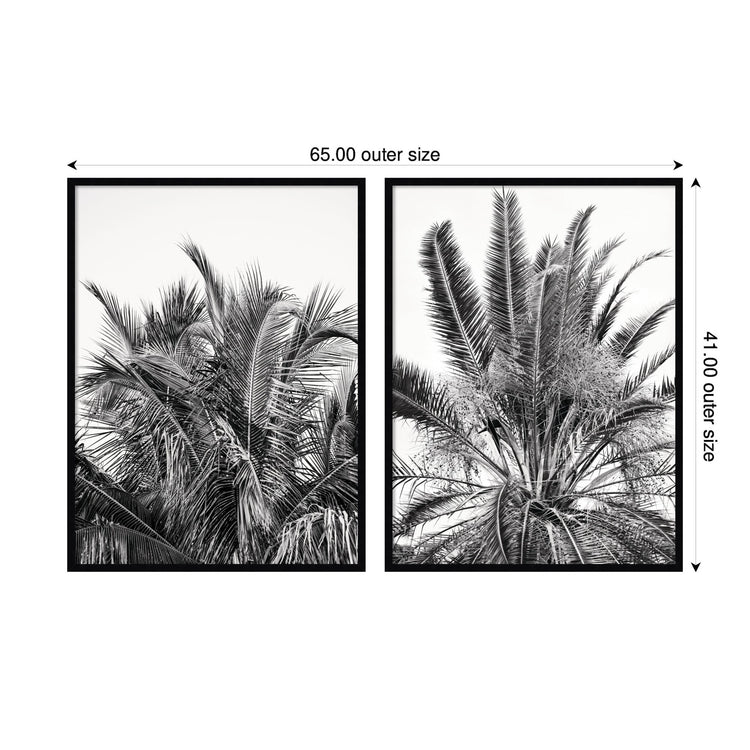 A set of two framed wall art prints featuring palm leaf designs from kateandlaurel Alicia Bock Palm collection, suitable for home decor.