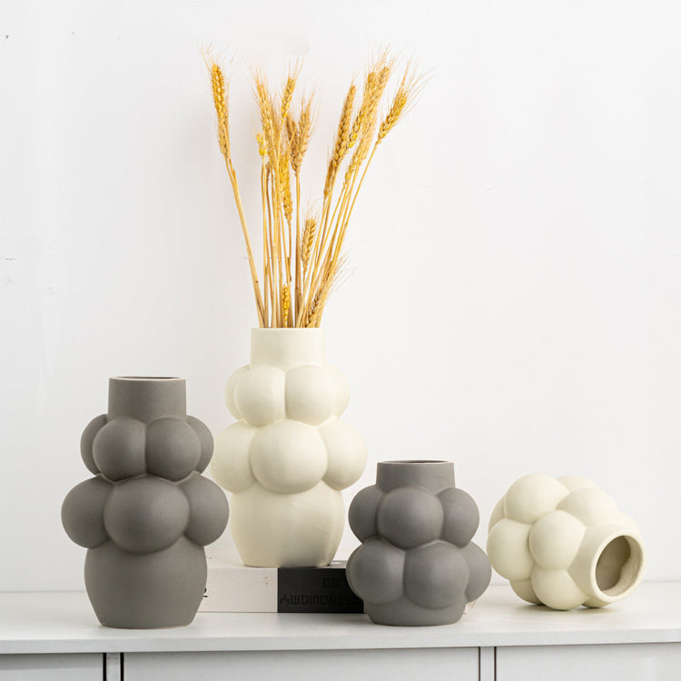 Simple Modern Bubble Ball ceramic vase by FLIPSTYLEZLLC featuring a unique shape for indoor floral decoration.