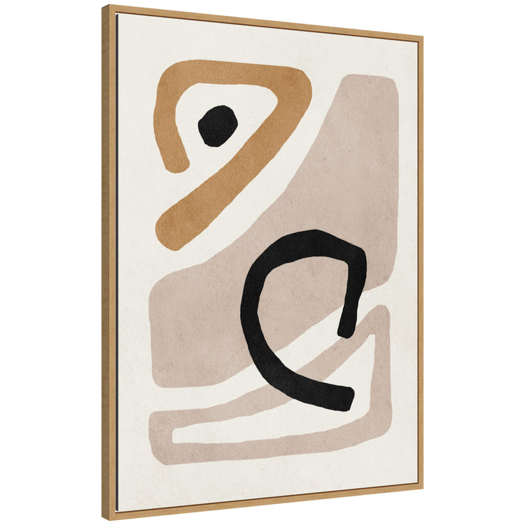 Sylvie Neutral Abstract Framed Canvas Wall Art by kateandlaurel featuring minimalist design and neutral tones for modern decor.