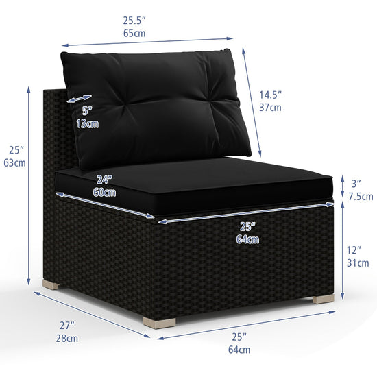 Black wicker outdoor chair set with five piece patio seating, including armchairs and a central table for outdoor relaxation.