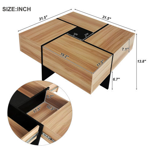 Unique Coffee Table With 4 Hidden Storage Compartments