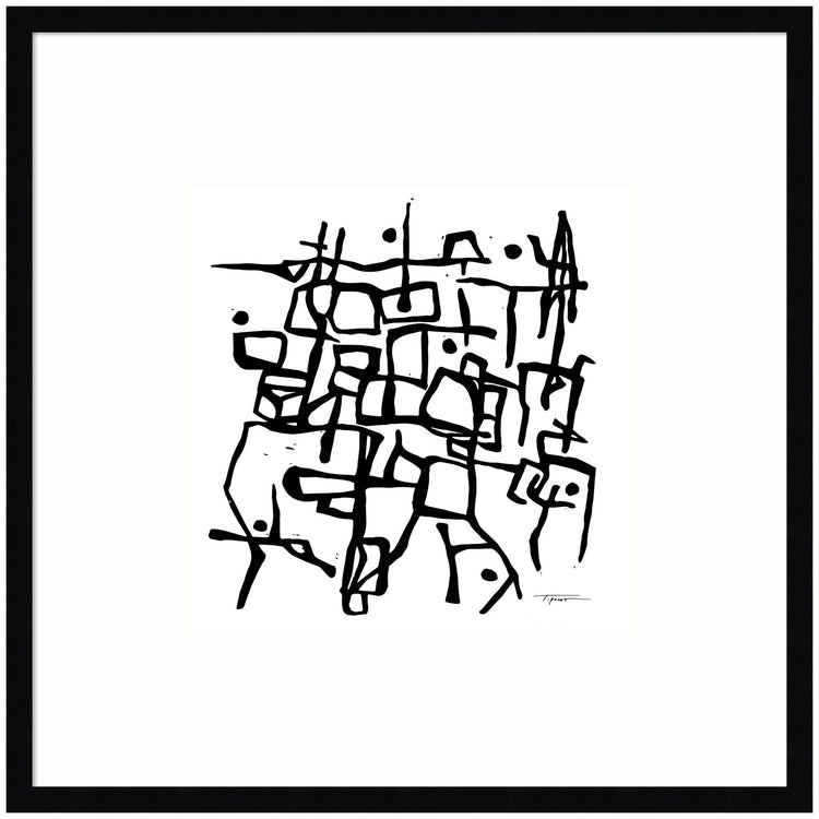Organic Lines Grayscale framed wall art print by kateandlaurel, featuring abstract black and white line artwork in a sleek frame.