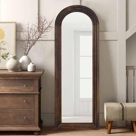 64"x21" Full-Length Wooden Arched Floor Mirror - Modern Home & Kitchen