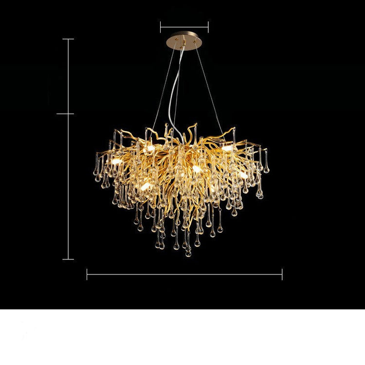 Decorbites Postmodern luxury chandelier with water drop crystals, stylish atmospheric crystal lamp hanging fixture.
