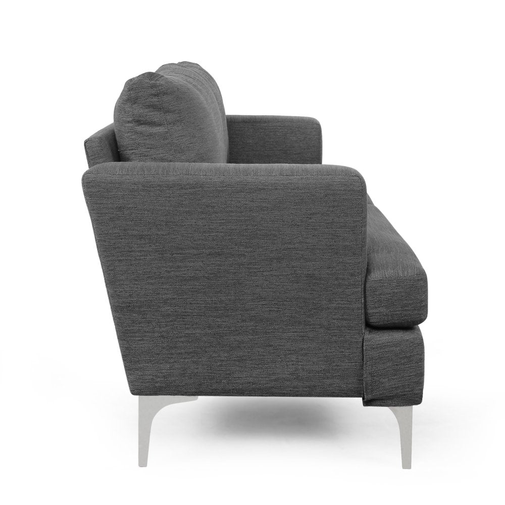 Modern Charcoal and Silver 3-Seater Sofa