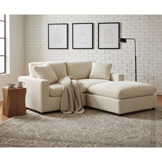 Beige Chelsea Modular Chofa Sofa by HouseOfZazla, 3-piece plush sectional with comfortable cushions and modern design.