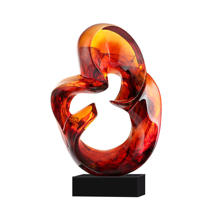 Resin Circle Sculpture — Translucent Wabi-Sabi Accent Piece in Blue or Red
