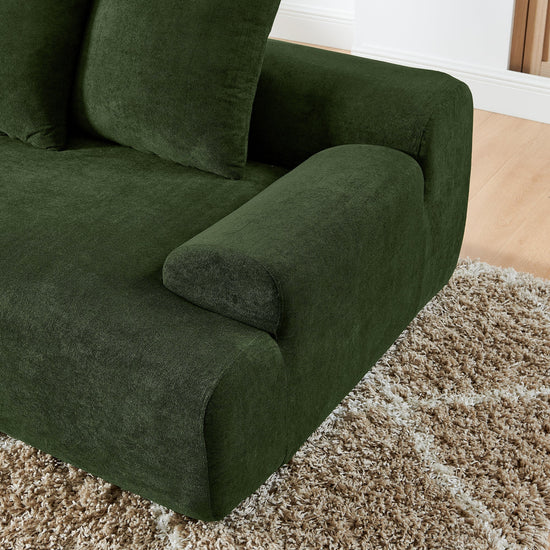 Green velvet L-shaped sectional sofa from HouseOfZazla, modern modular couch with plush upholstery and spacious seating.