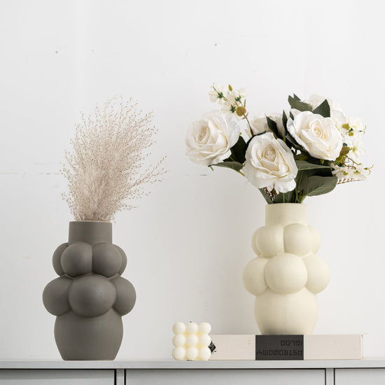 Simple Modern Bubble Ball ceramic vase by FLIPSTYLEZLLC, a high-grade flower container with a unique shape for indoor soft decoration.