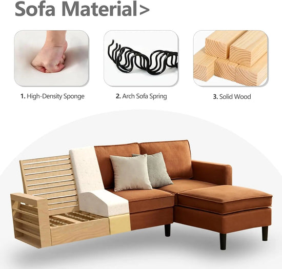 Canva Home Gareth corner modular sofa with 3 seats, convertible sofa bed, upholstered in neutral fabric, suitable for living rooms.