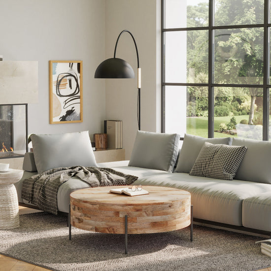 Rayburn Drum Coffee Table - Natural - Modern Home & Kitchen