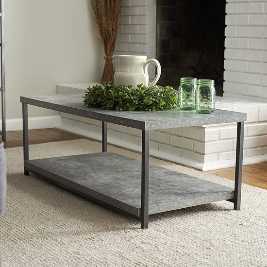 Coffee Table with Storage Shelf - Modern Home & Kitchen