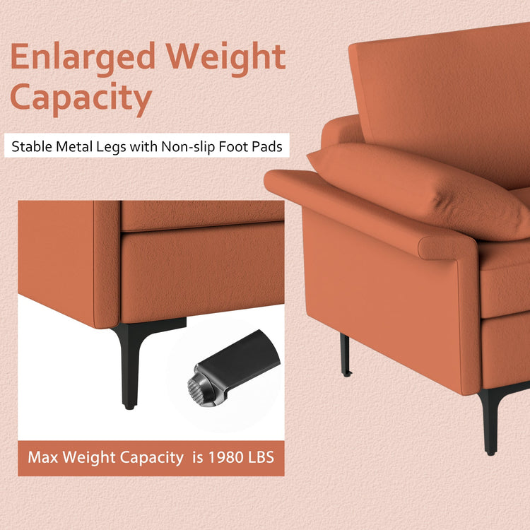 Large linen fabric 3-seat modular sofa sectional with USB ports, metal legs, and plush high-density cushions.