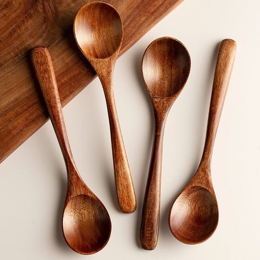Handcrafted Vintage Wooden Spoons Set – Geometric Pattern Eco-Friendly Utensils