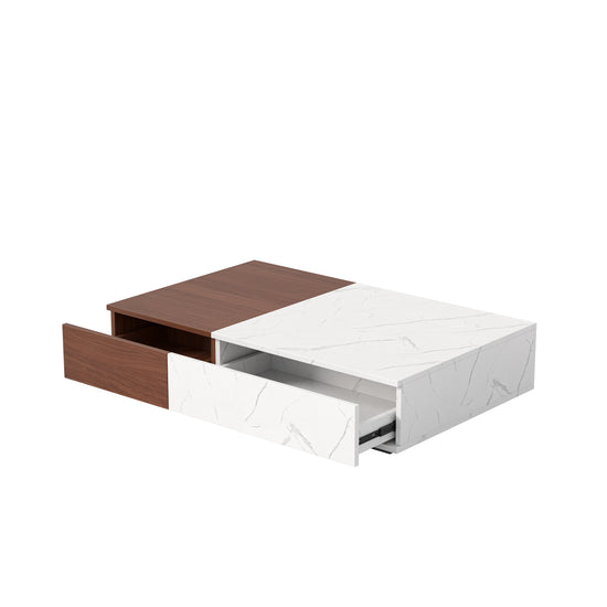 Modern style walnut coffee table with two storage spaces - Modern Home & Kitchen