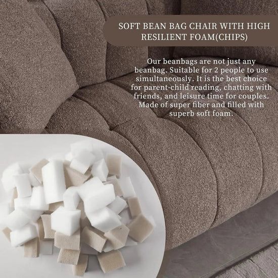 Oversized chenille bean bag loveseat sofa by Canva Home, plush lounge chair for living room relaxation and comfort.