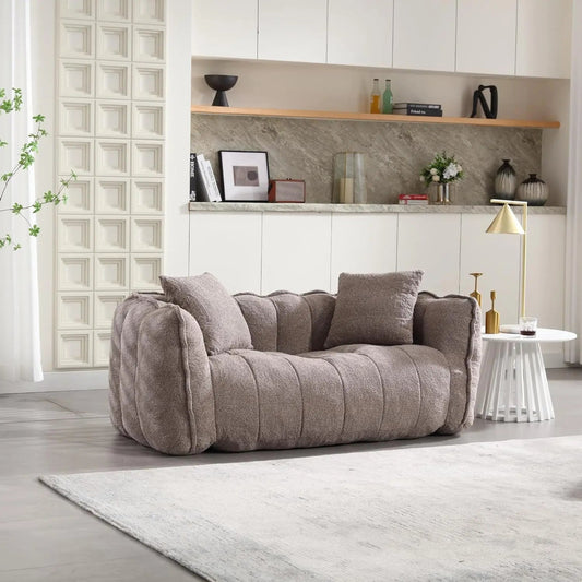 Oversized chenille bean bag loveseat sofa from Canva Home, comfortable lounge chair for living room relaxation.