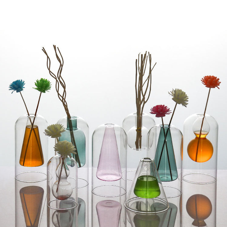 Glass vase by FLIPSTYLEZLLC, modern double container design for home decor, wedding decoration, or hydroponic flower arrangement.