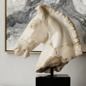 Horse Head Sculpture — Large Nordic Resin Statue for Console or Shelf