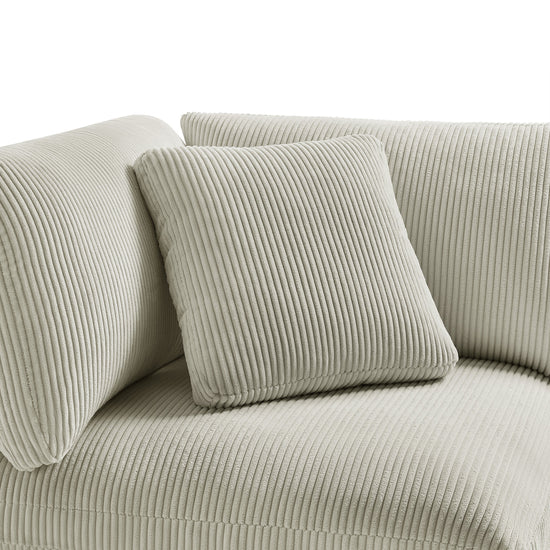Beige Chelsea Modular Chofa Sofa by HouseOfZazla, 3-piece plush sectional with cushioned seats and modern design.