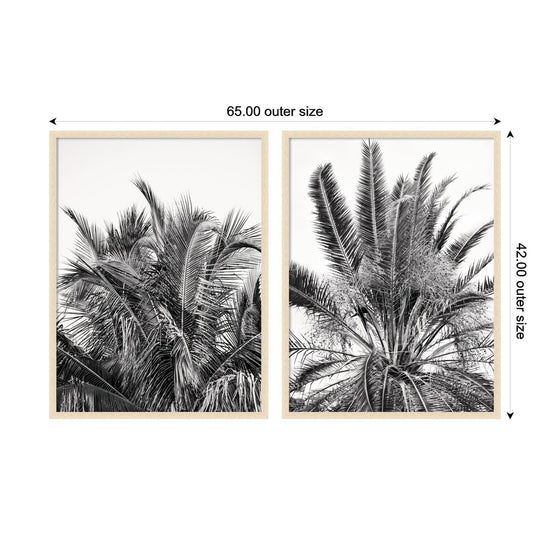 Kate & Laurel Alicia Bock Palm 2-piece framed wall art set featuring botanical illustrations on cream backgrounds.