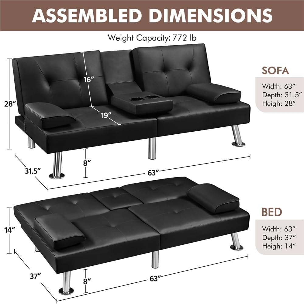 Modern Convertible Sofa Bed - Adjustable Couch Sleeper